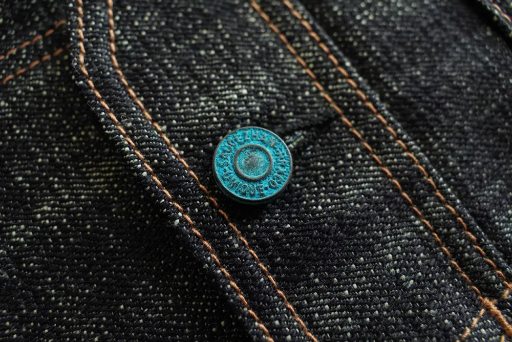 Sauce Zhan Men's Denim Jacket 20oz Heavyweight Selvedge Denim Slub Yarn Double-Dyed Year of The Snake Edition Loose Fit