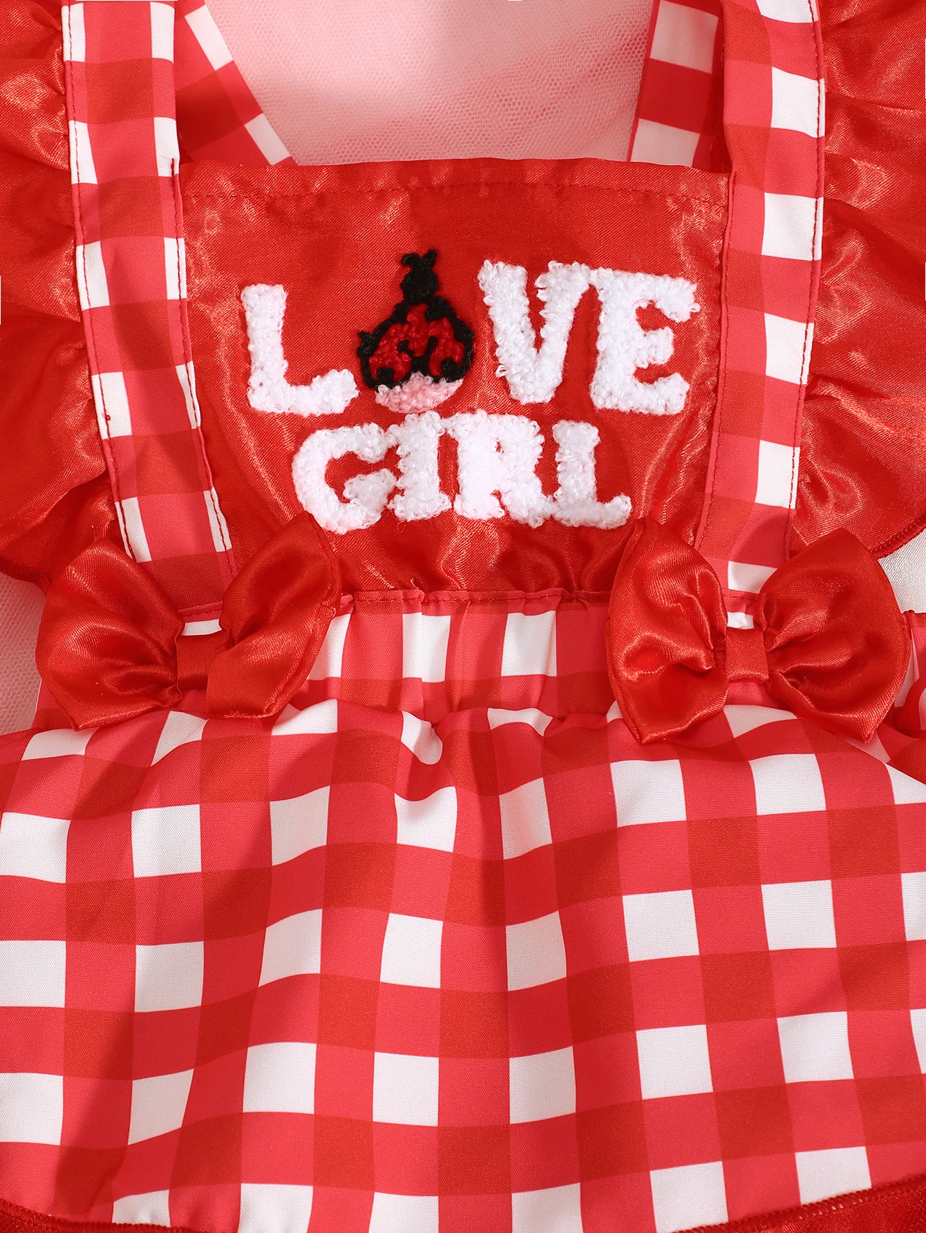 Adorable Princess Plaid Onesie with Embroidered Letter Design for Baby Girls Valentine's Day Outfit with Headband