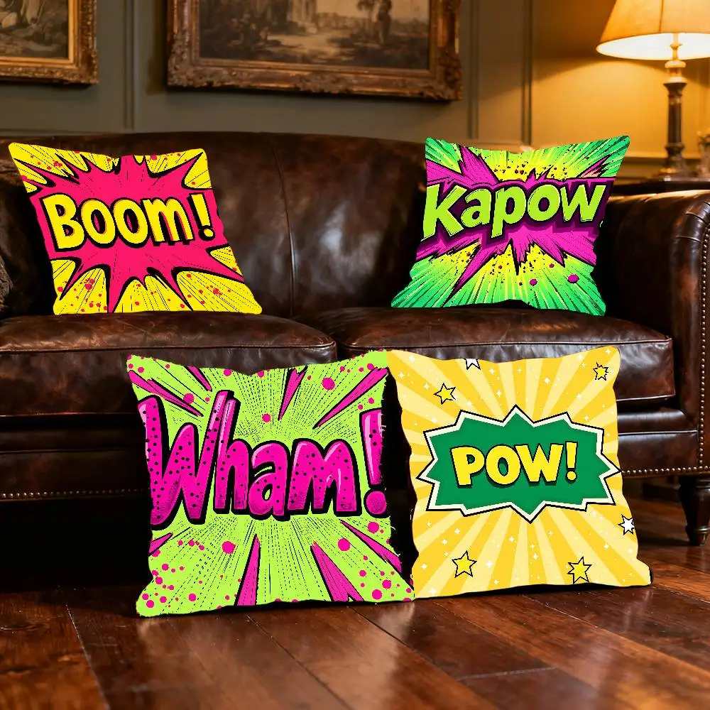 Modern Comic Book Art Pillow Case Cushion Cover Soft Cute Throw Pillow Case For Car Sofa Pillowcase Polyester With Zipper