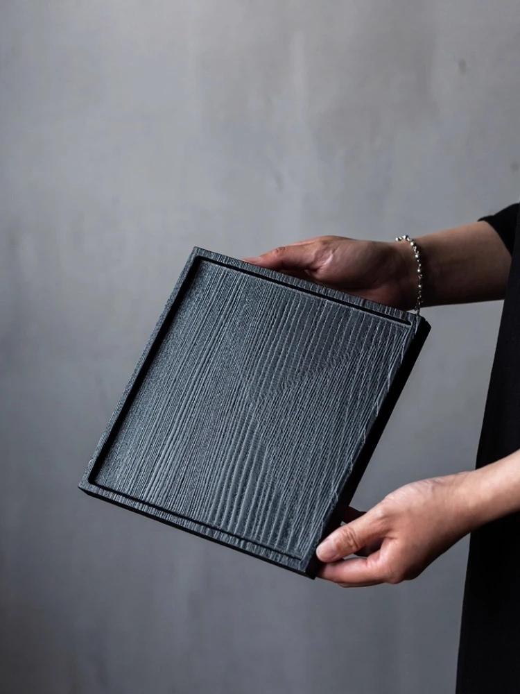 

Carbonized Wood High-End Solid Wood Dry Tea Tray Jewelry Storage Fruit Plate Decorative Plate Coffee Beverage Plate