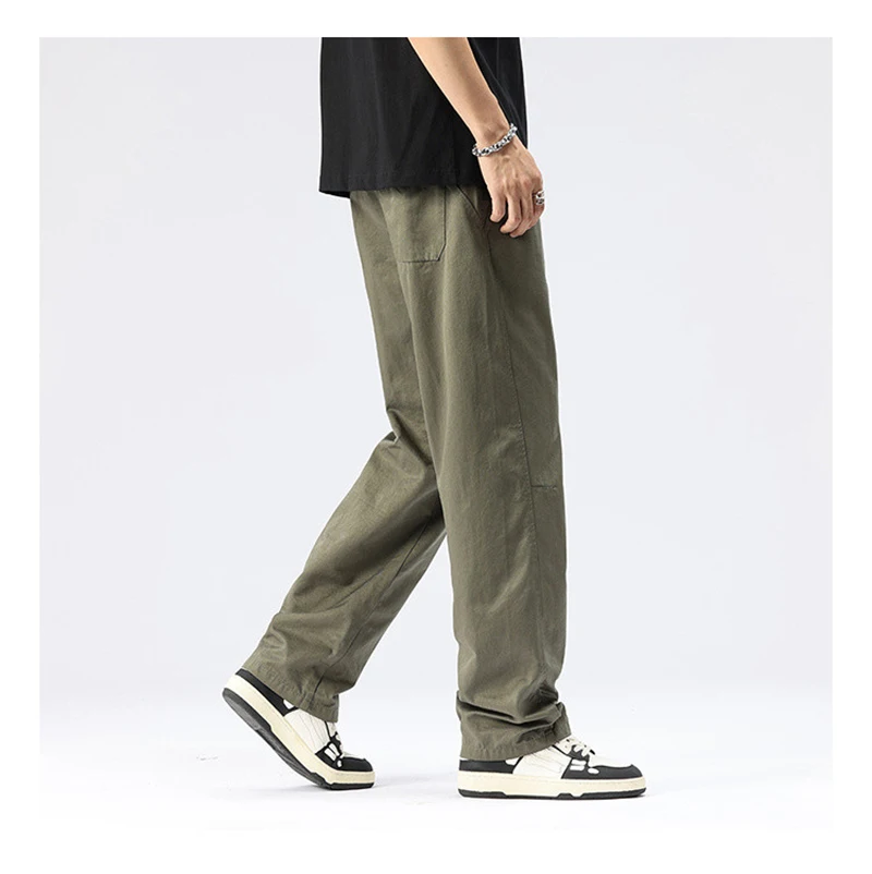 Мужские широкие повседневные брюки из 100% длинноволокнистого хлопка с завязками, свободная мужская одежда большого размера, удобная и мягкая