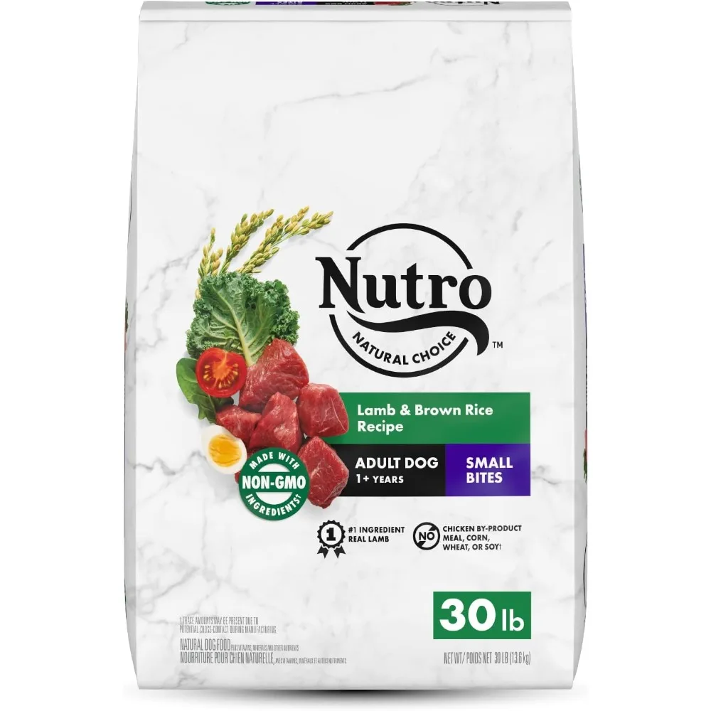 Comida para perros, cordero y arroz integral, Kibble para perros, 30 lb. Bolsa