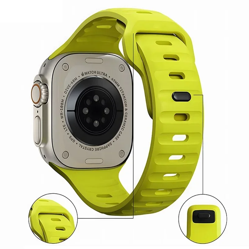 Sport Band For Apple Watch Ultra 2 Strap 49mm 44mm 45mm 42mm 38-40mm 44mm/46mm Silicone Bracelet iWatch Series 10 9 8 7 6 SE 5 4