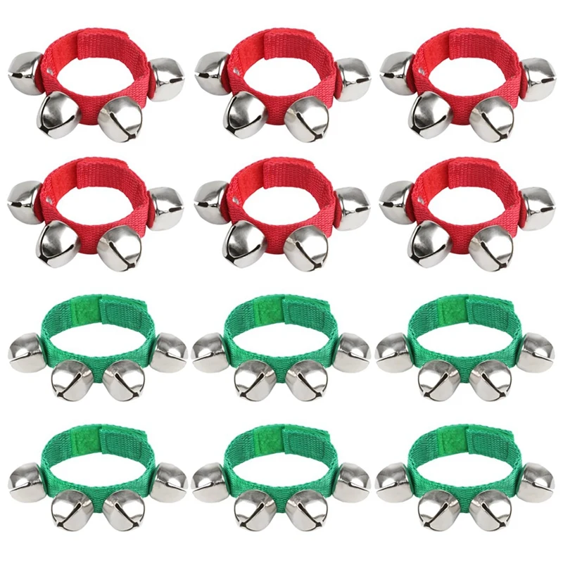 12 Pcs Wrist Band Bells Bracelets Jingle Bells Musical Ankle Bells Rhythm Instrument For Kids Christmas Party Favors