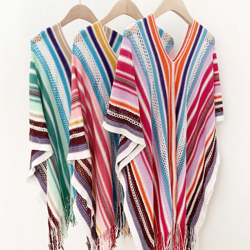 

Дорожная шаль, полая накидка, женская этническая накидка, Юньнань, дорожная вязаная шерстяная верхняя одежда, шарф, накидка