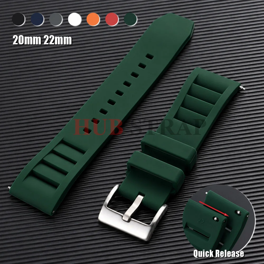 Soft Silicone Watch Band 20mm 22mm Rubber Straps Universal Smart Watch Strap Quick Release Bracelet for Seiko for Richard Mille