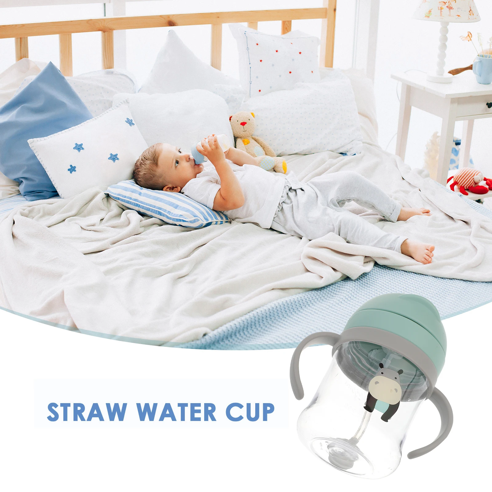 

Baby Spill Proof Straw Cup Handles Toddler Drinking Bottle Silicone Leak Proof Training Sippy Cup Baby Water Bottle