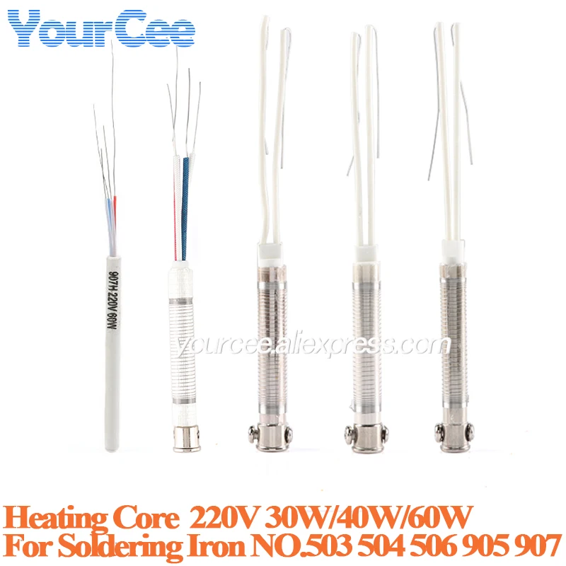 2pcs/1pc Heating core Element 220V 30/40/60W For Soldering Iron Replacement Welding Tool NO.503 NO.504 NO.506 NO.905 NO.907