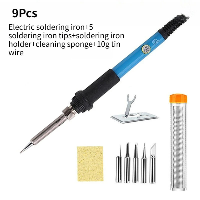 

Adjustable Temperature Electric Soldering Iron with AccessoriesWelding Solder Rework Station Blue Heat Pencil Tips Repair Tools