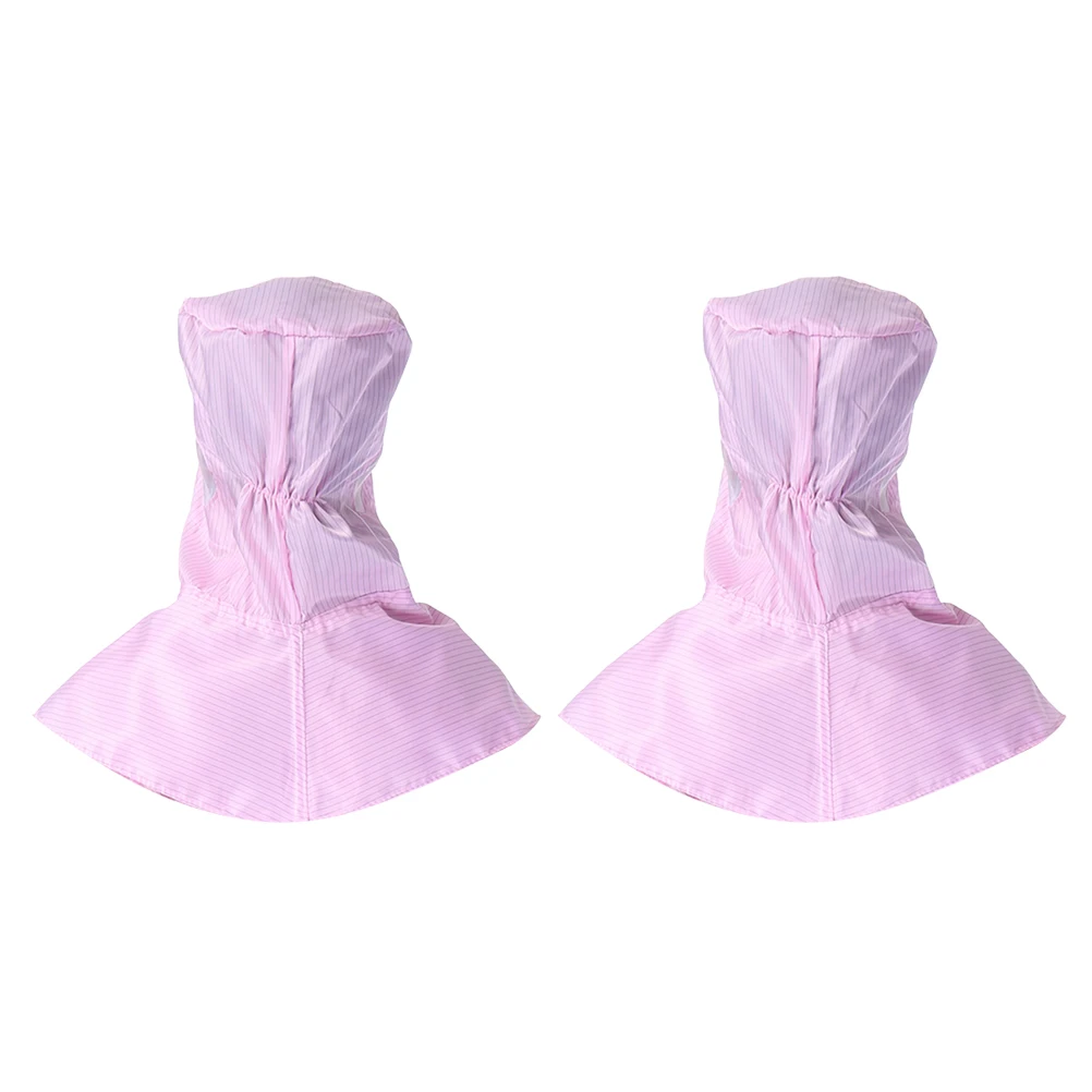

2pcs Anti-Static Shawl Hat Protective Breathable Ear Mesh Work Cap Dustproof Headwear For Microelectronics Industry (Pink)