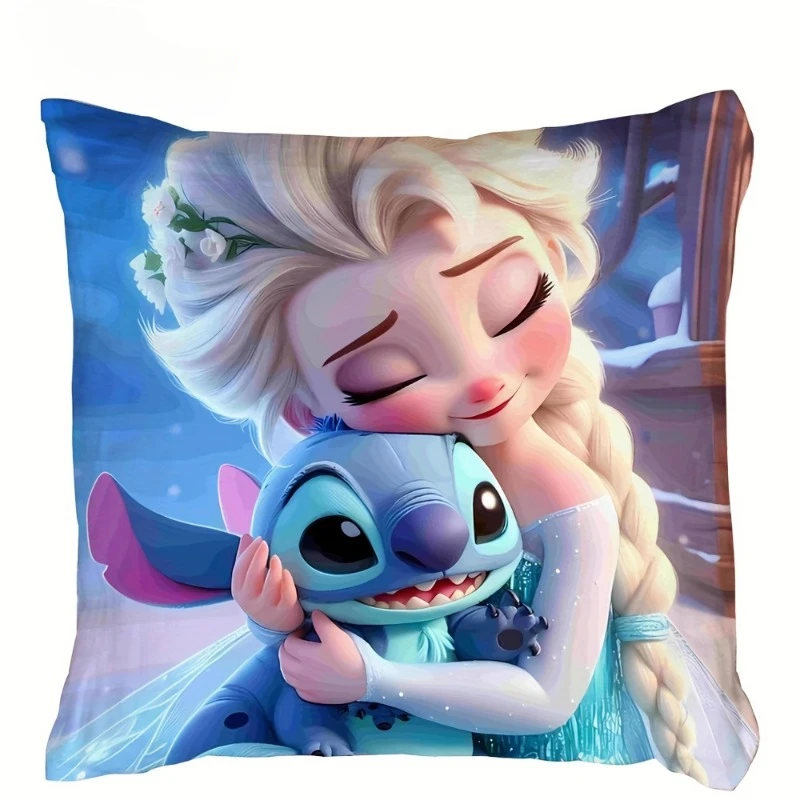 Disney Lilo & Stitch Preppy Style Throw Pillow Covers, Cute Cartoon  Pillowcase with Zipper Closure  Decorative Cushion Cover