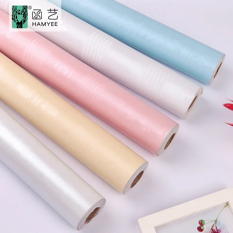 Self Adhesive Wallpaper Solid Color Pattern Bedroom Background Wall Decal PVC Wallpaper for Wholesale Plain Wall Covering