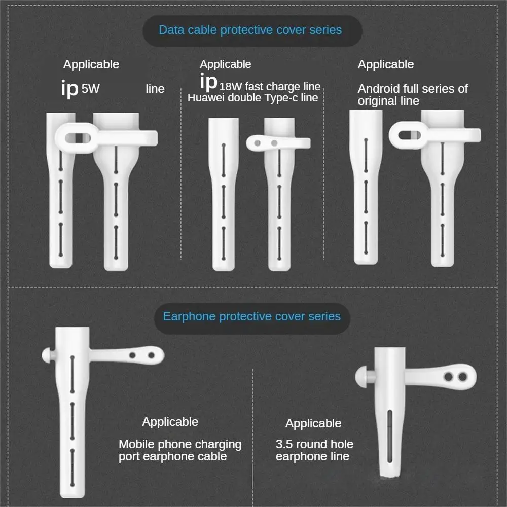2pcs/set Data Cable Protector Cover Silicone Data Cable Winder 2 In 1 Mini Charger  Cable Protective Cover For Ip L/Type C Port