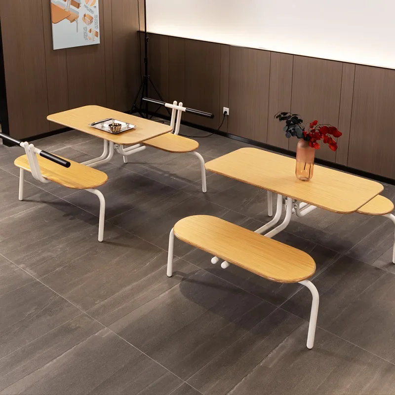 Siamese Dining Table and Chair Set School Dining Hall Employee Cafeteria Four People Commercial Restaurant Table and Chairs