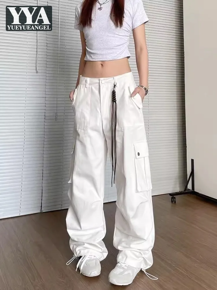 American Vintage Women Loose Fit Multi Pockets Cargo Pants Boyfriend Style Long Trousers Casual Streetwear Female Straight Pants