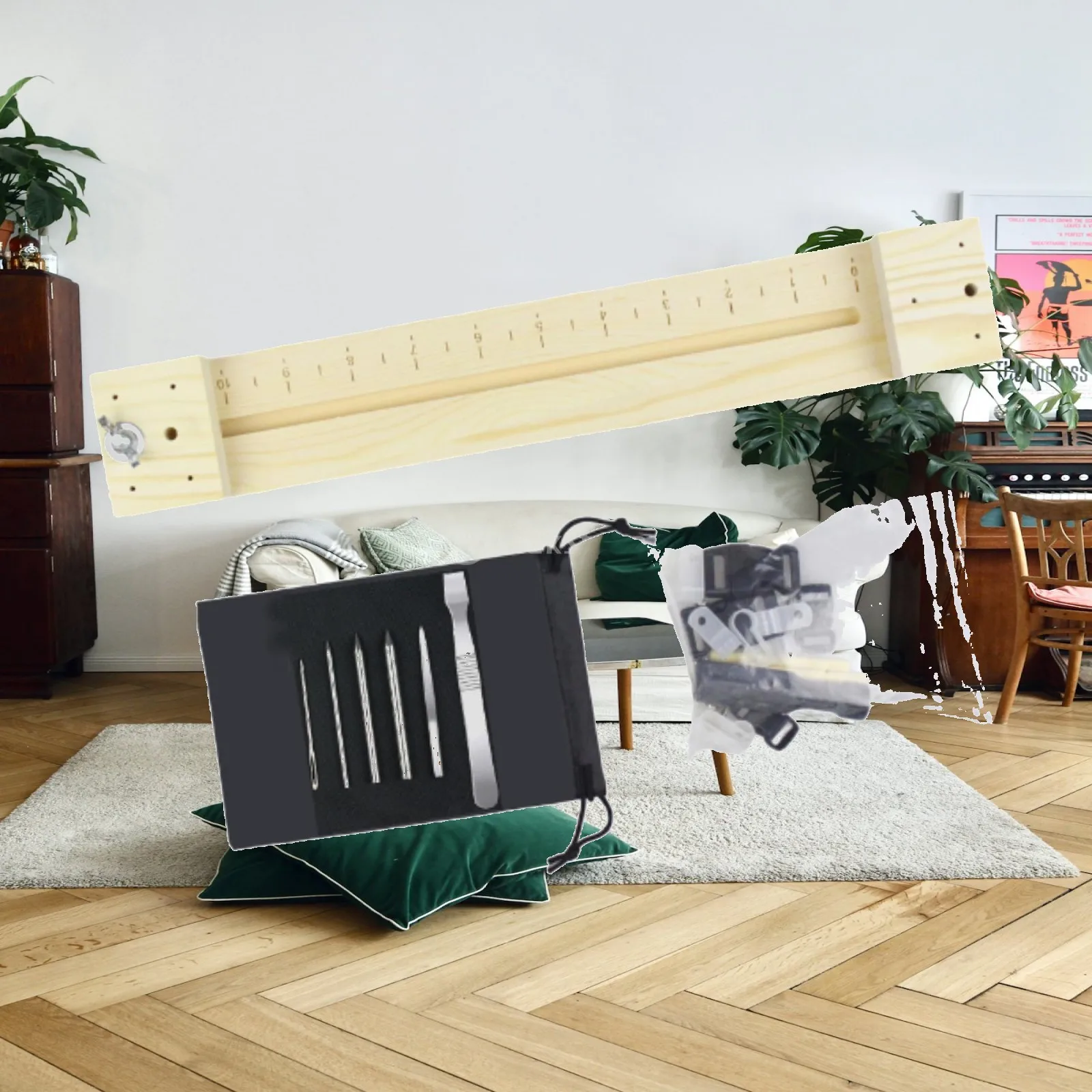 Kit de herramientas para hacer pulseras de madera, con guía para el tejido de paracord, longitud ajustable, ideal para proyectos de bricolaje, la creación de pulseras, llaveros, manualidades y joyería, perfecto como regalo.