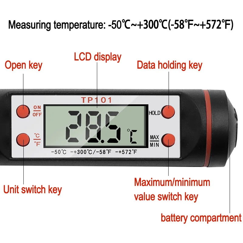 Milk powder Liquid Barbecue Baking kitchen thermometer Food pen probe thermometer digital display electronic temperature pen