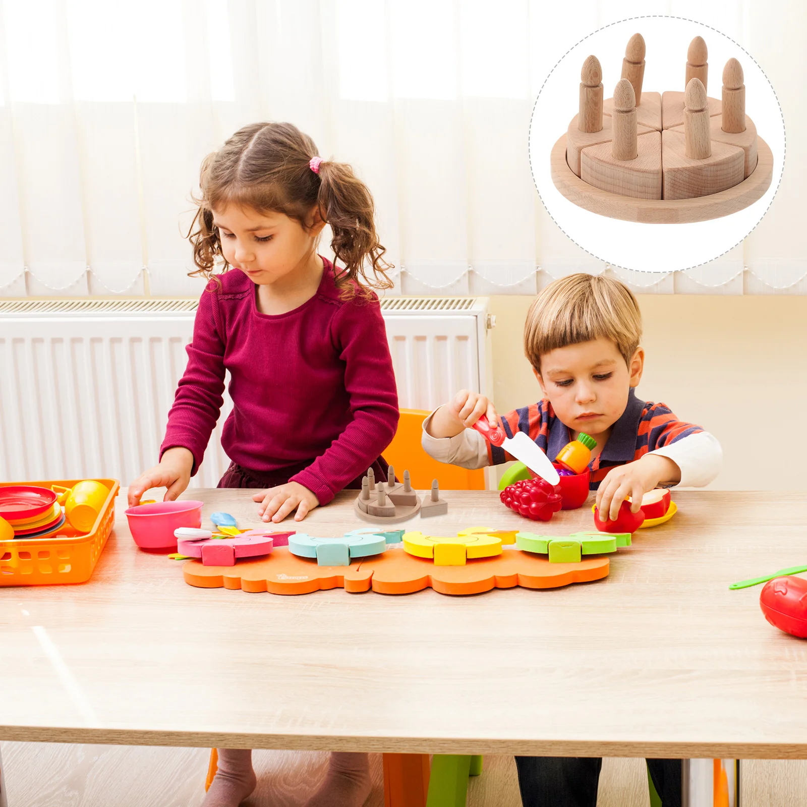 

Cake Decoration Party Ornament Funny Children Wooden Toy Kitchen Pretend Kids Playthings Birthday Simulation Childrens Toys