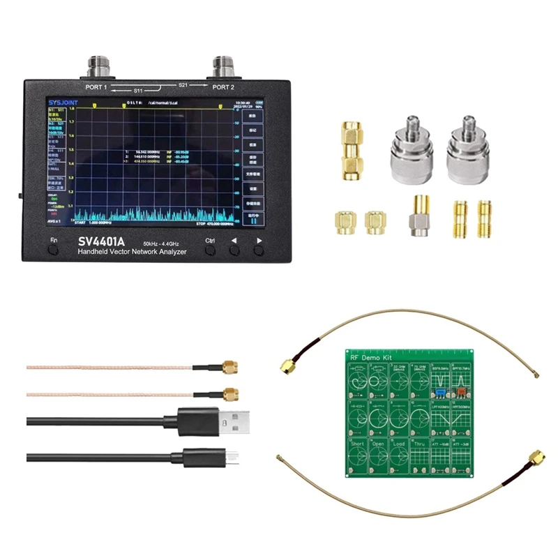 SV4401A Vector Network Analyzer+RF Demo Kit 7 Inch Touch LCD Metal For Nanovna Vna