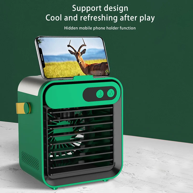 ใหม่ Mini Air Cooler เครื่องปรับอากาศกลางแจ้งในบ้านขนาดเล็ก Air Cooler แบบพกพาที่จับโทรศัพท์มือถือสเปรย์ USB Cooler พัดลม