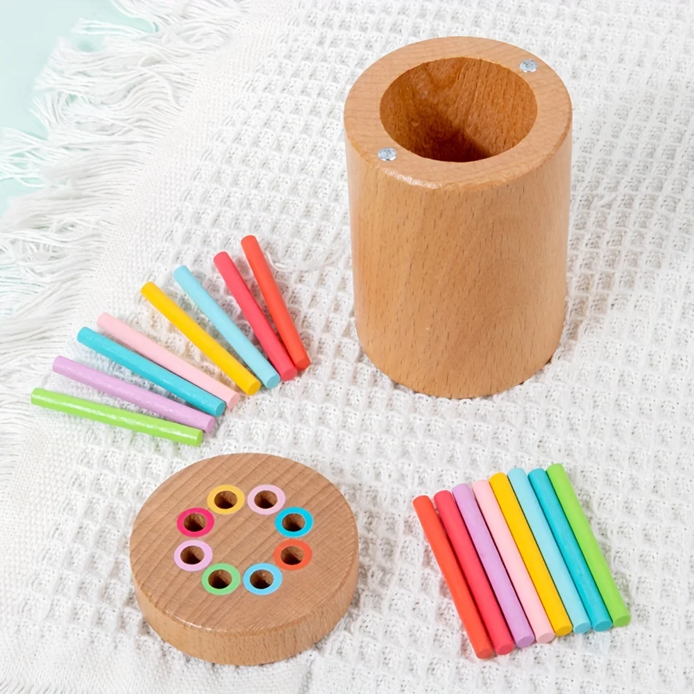 Juguetes de clasificación de colores de aprendizaje de madera Montessori para niños pequeños, juegos de juego de desarrollo sensorial de Motor fino, juguetes de tablero ocupados