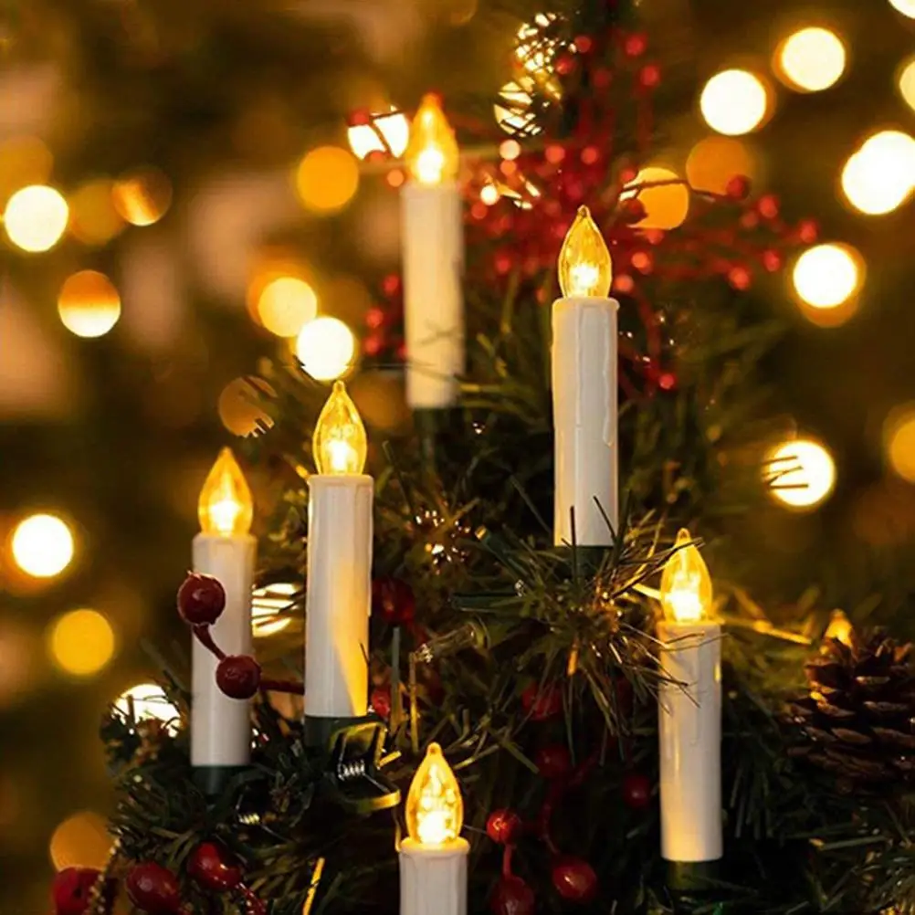 

ZK40 USB LED Candle Lamp Warm White LED Flameless Christmas Candle String Lights with Tree Clips Holiday Party Decoration