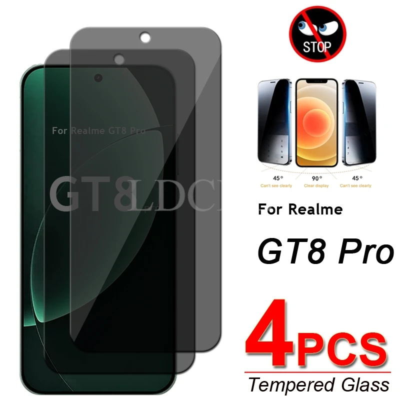 

4Pcs Anti-Spy Glass Film For Realme GT 8 Pro Glass Realme GT 8 Pro Privacy Screen Protector Film Realme GT8 Pro Tempered Glass