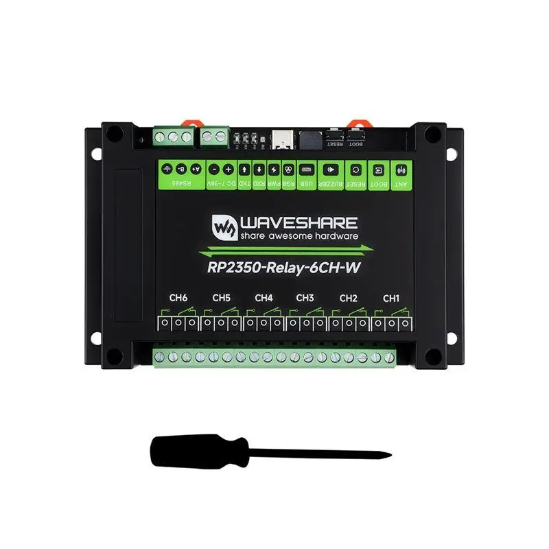 Waveshare Industrial Relay Controller 6-Channel For Raspberry Pi Pico 2 RP2350 With WIFI RS485 Isolation Protection