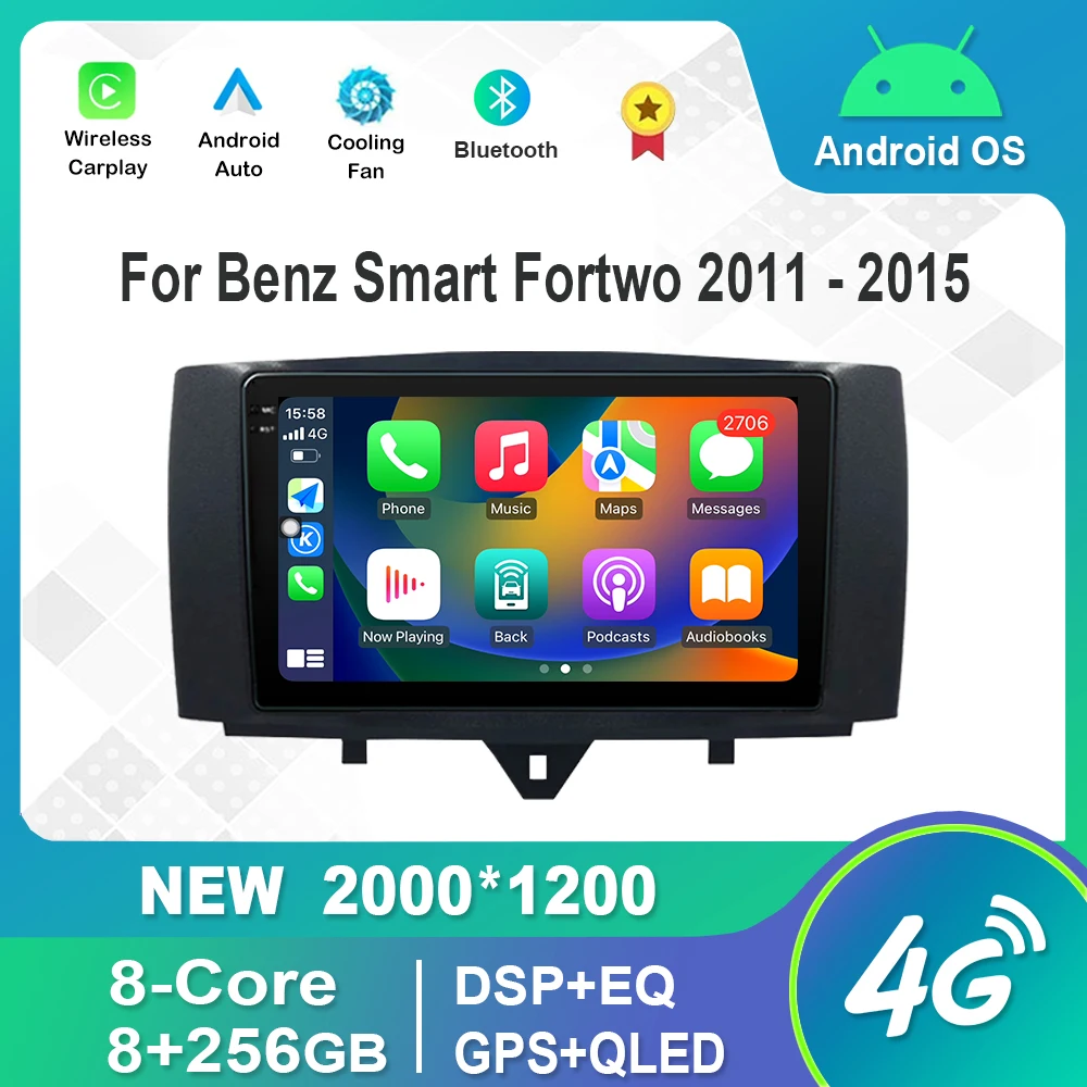 

Android System Intelligent Navigation for Mercedes Benz Smart Fortwo W451 2011 - 2015 DSP BT 4G WiFi IPS QLED Screen