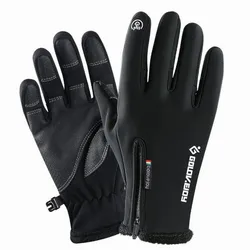 Impermeável dedo completo zíper luvas, tela de toque, ciclismo, motocicleta, equitação, inverno, acessórios esportivos, novo