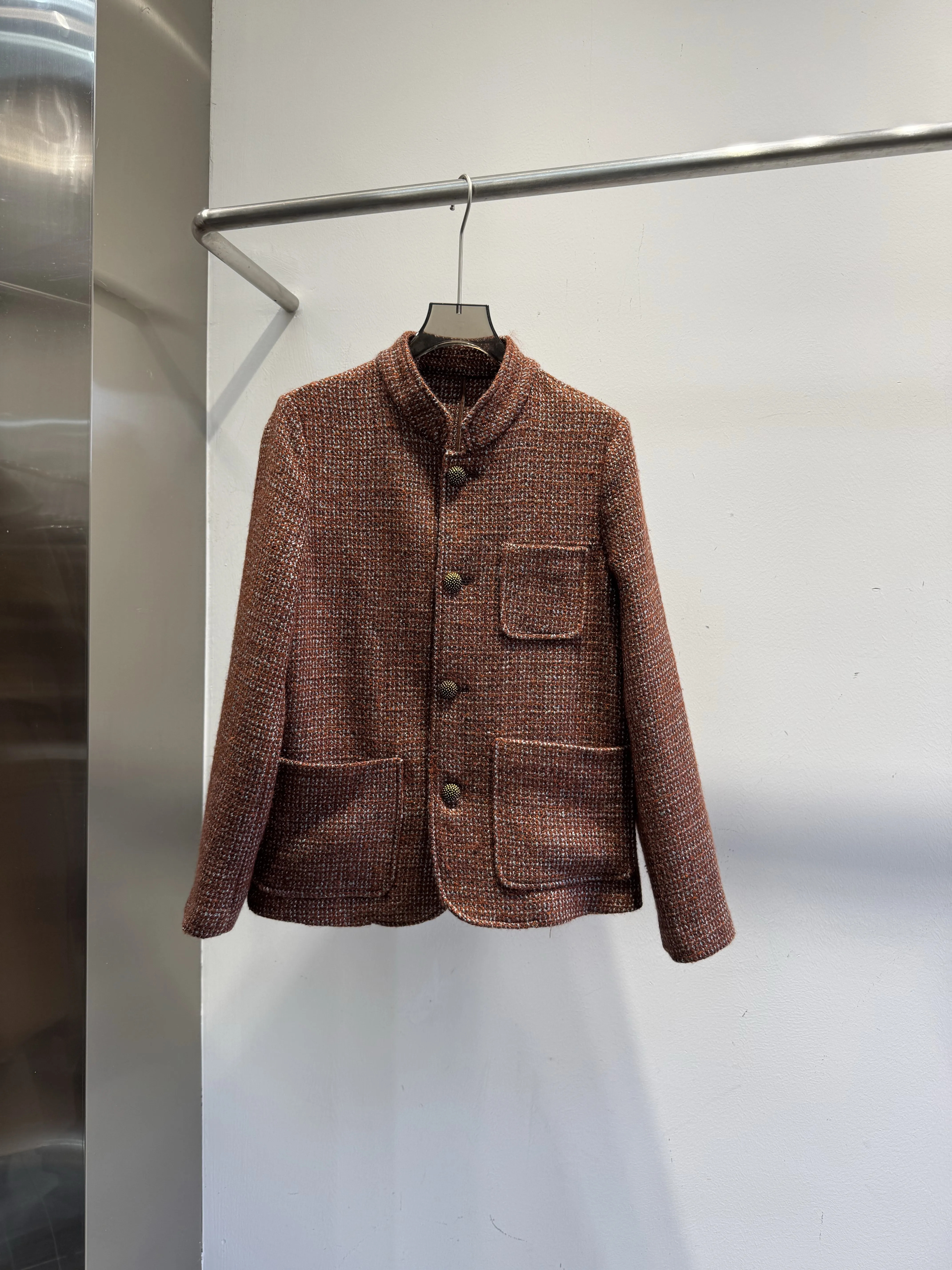 2026Women's Autumn/Winter Wool Jacket with Stand Collar and Single-Breasted Design
