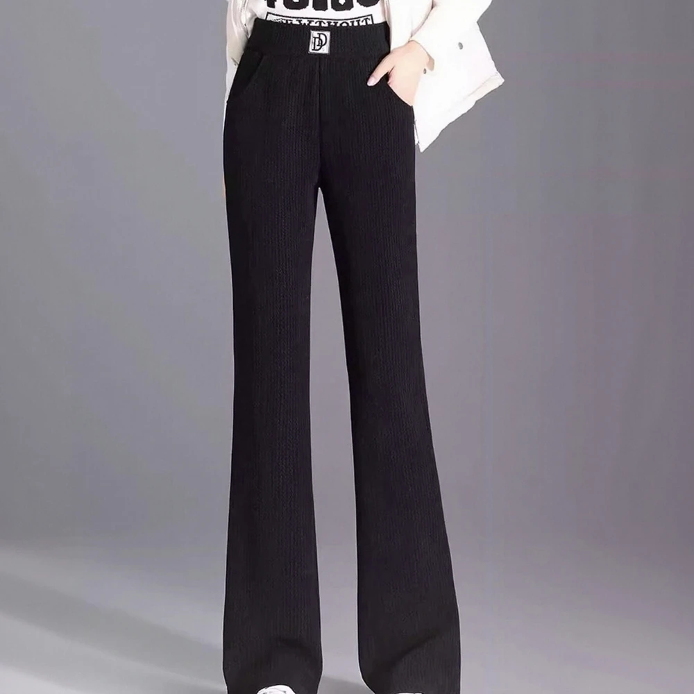 レディースベルベットベルボトムパンツ、ブーツカット、秋冬用暖かい厚手パンツ、人気でおしゃれなラムベルベットパンツ