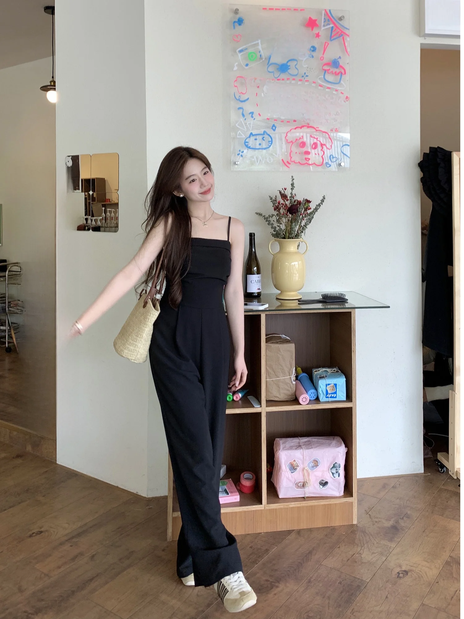 

Fashionable High-Waisted One-Piece Suit for Women Spring Design Sensation Casual Style Polyester Fiber High Waist Spring Wear