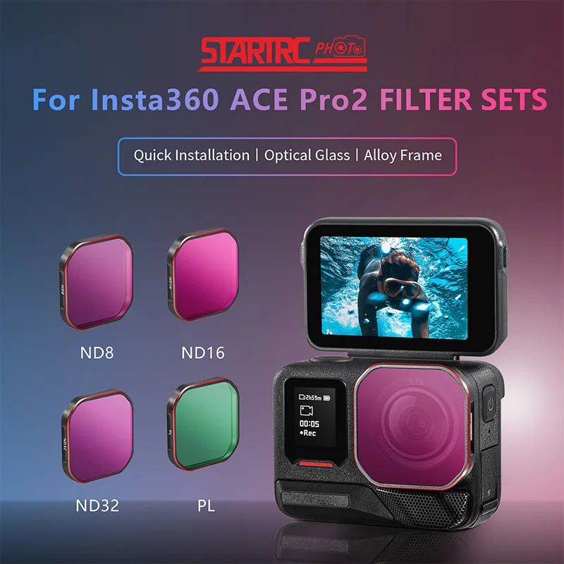 STARTRC Lens Filter Set for Insta360 ACE PRO 2 Camera Accessories ND Filters Kit ND8 ND16 ND32 PL Anti-fog Filter