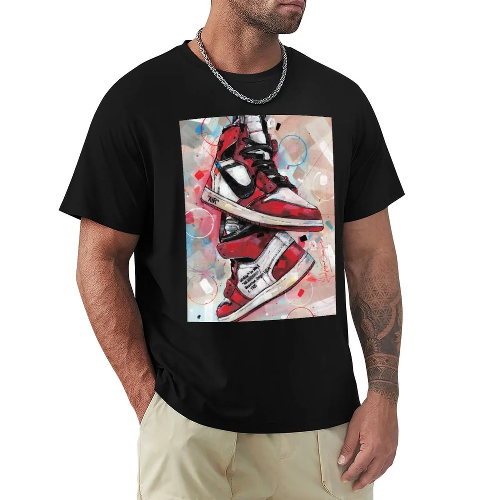 

Jordan1 Chicago sneaker art T-Shirt funny meme t-shirts Clothing heavyweights cotton graphic tees t shirt men
