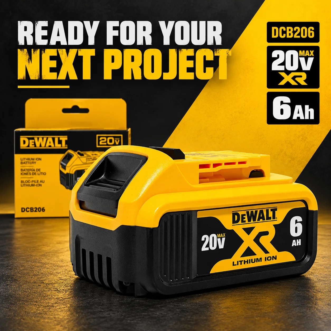 Ship Immediately 100% Original DeWalt 20V XR Battery DCB206 Compatible 20V DeWalt DCB200 18 Volt Battery 20V 6ah DCB181 DCB184