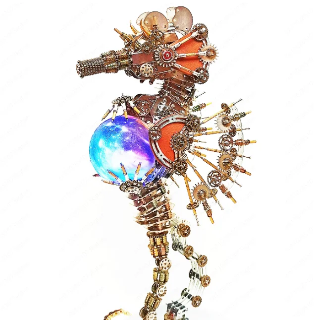 Metal handmade DIY assembly and decompression model three-dimensional ornament mechanical hippocampus cool gift