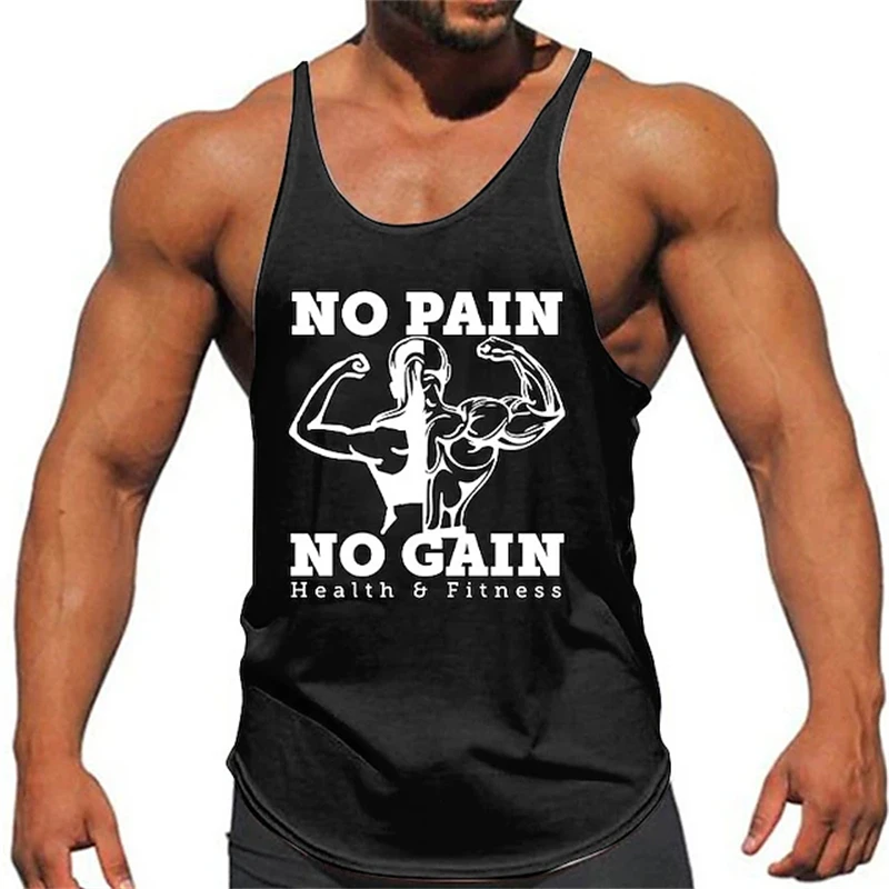 NO PAIN NO GAIN 3D Printed Tank Tops New Fashion Letter Print Tops Tees Sleeveless Vest Men Harajuku Street Adult GYM T-shirt