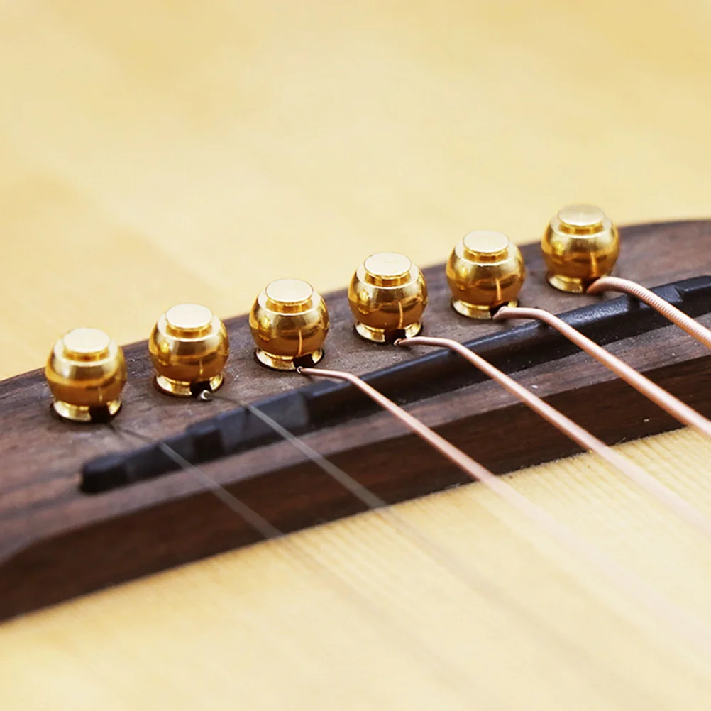 12pçs guitarra corda de latão prego pino acústico ponte peg tuning peg fixação dourada para