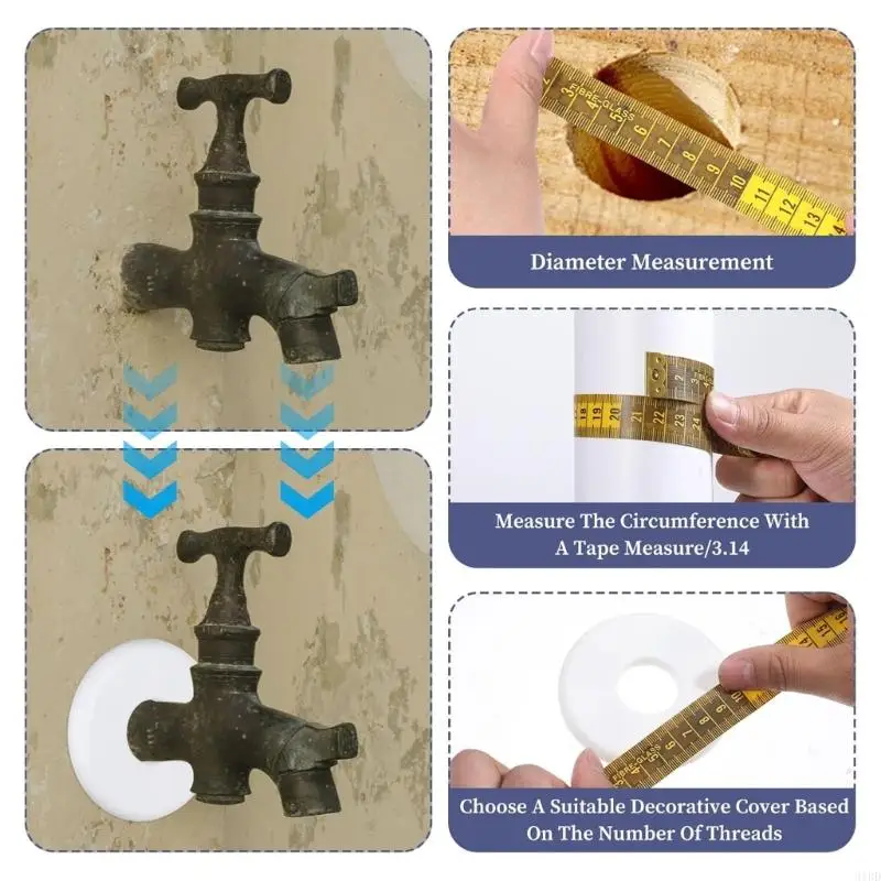   Set Of 4 Plastic Pipe Cover Plates Wall Protector Guards Upgrades Easy Attaches On