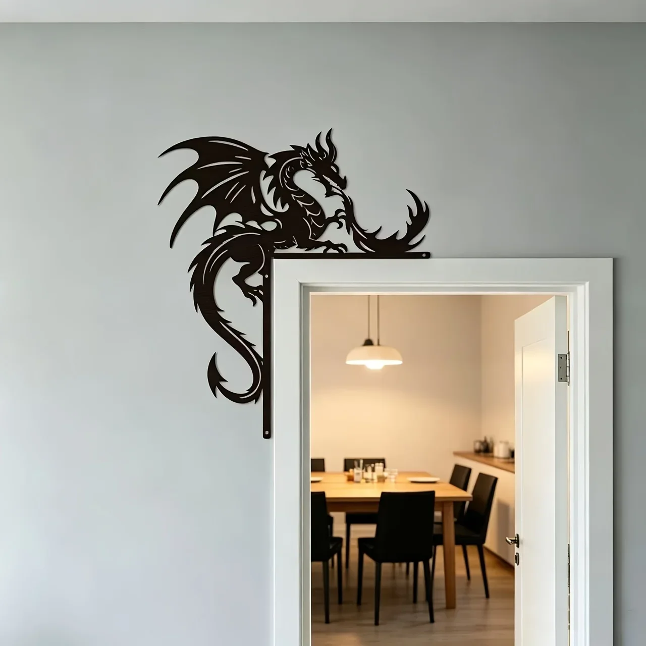 CIFBUY Metal Wall Art Decor Iron Sculpture Dragon Gate Door Frame Topper Hanging Sign Entryway Corner Indoor Outdoor Home Gift