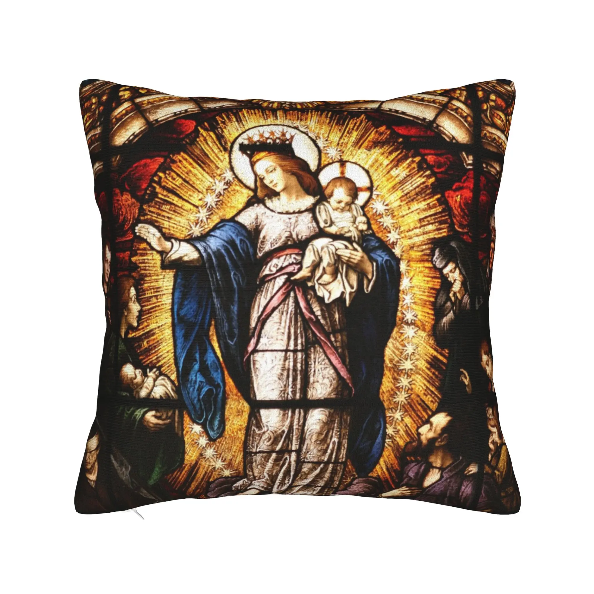 The Virgin Mary Pillowcase Polyester Cushion Cover Decorative Jesus Catholic Christ God Vintage Pillow Case Cover Home 45*45cm