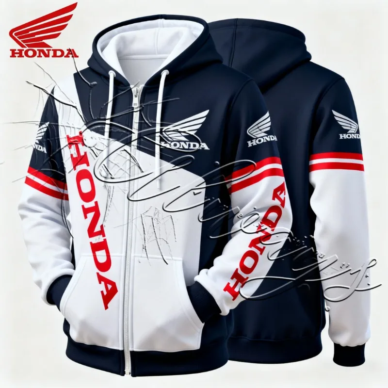 2026 Honda Racing Enthusiasts Sport Radfahren Hoodie Outdoor MOTO Off Road Mountainbike Reißverschluss Hoodie Jacke Fleece für Wärme