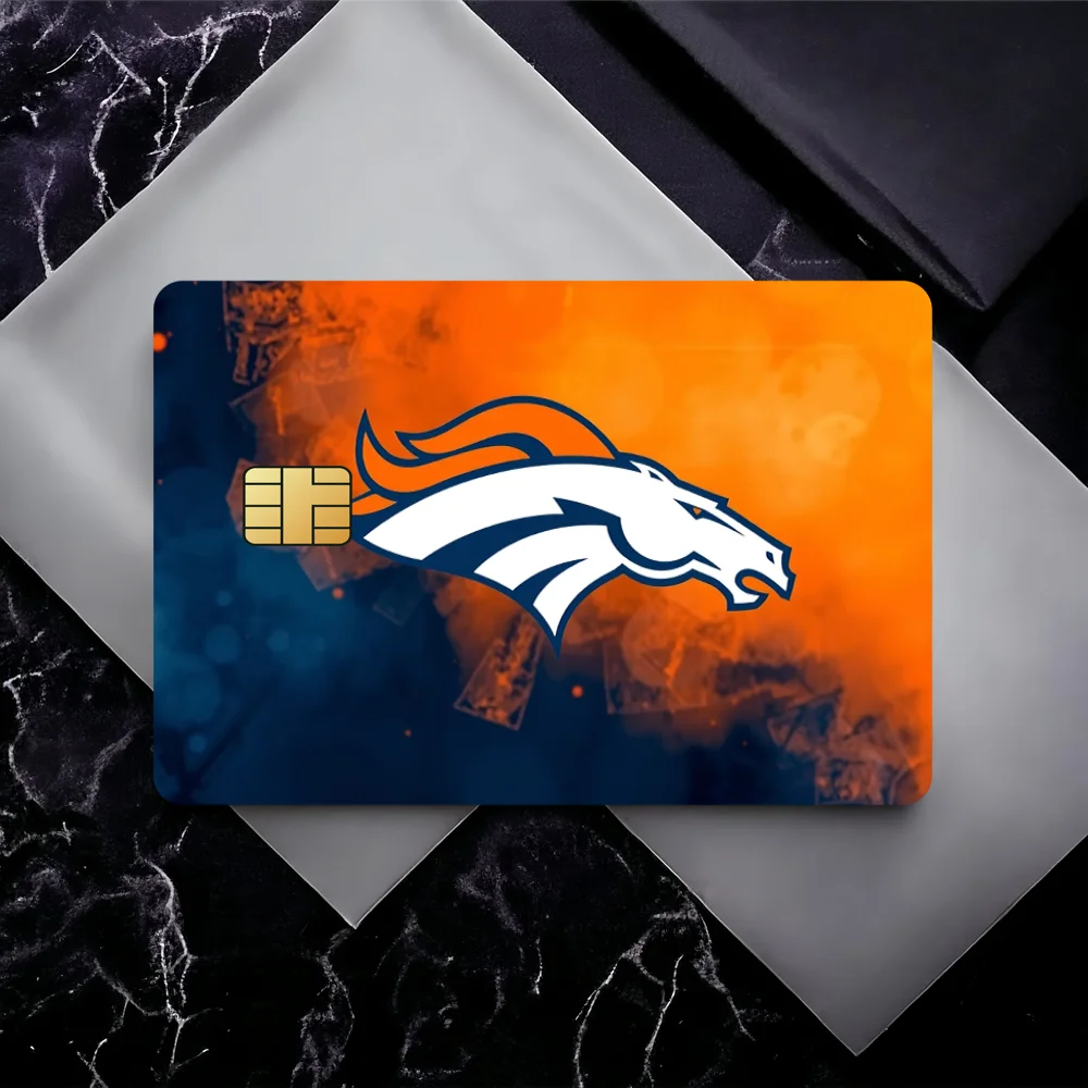 American Football Team D-Denver B-Broncos Bank Credit Cards Bus Pass Stickers Cool Decoration Waterproof 4PCS Card