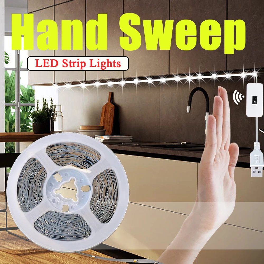 

Светодиодная USB-лента с датчиком движения и сенсорным переключателем, питание 5В, идеально подходит для подсветки телевизора, спальни, гостиной, кухни.