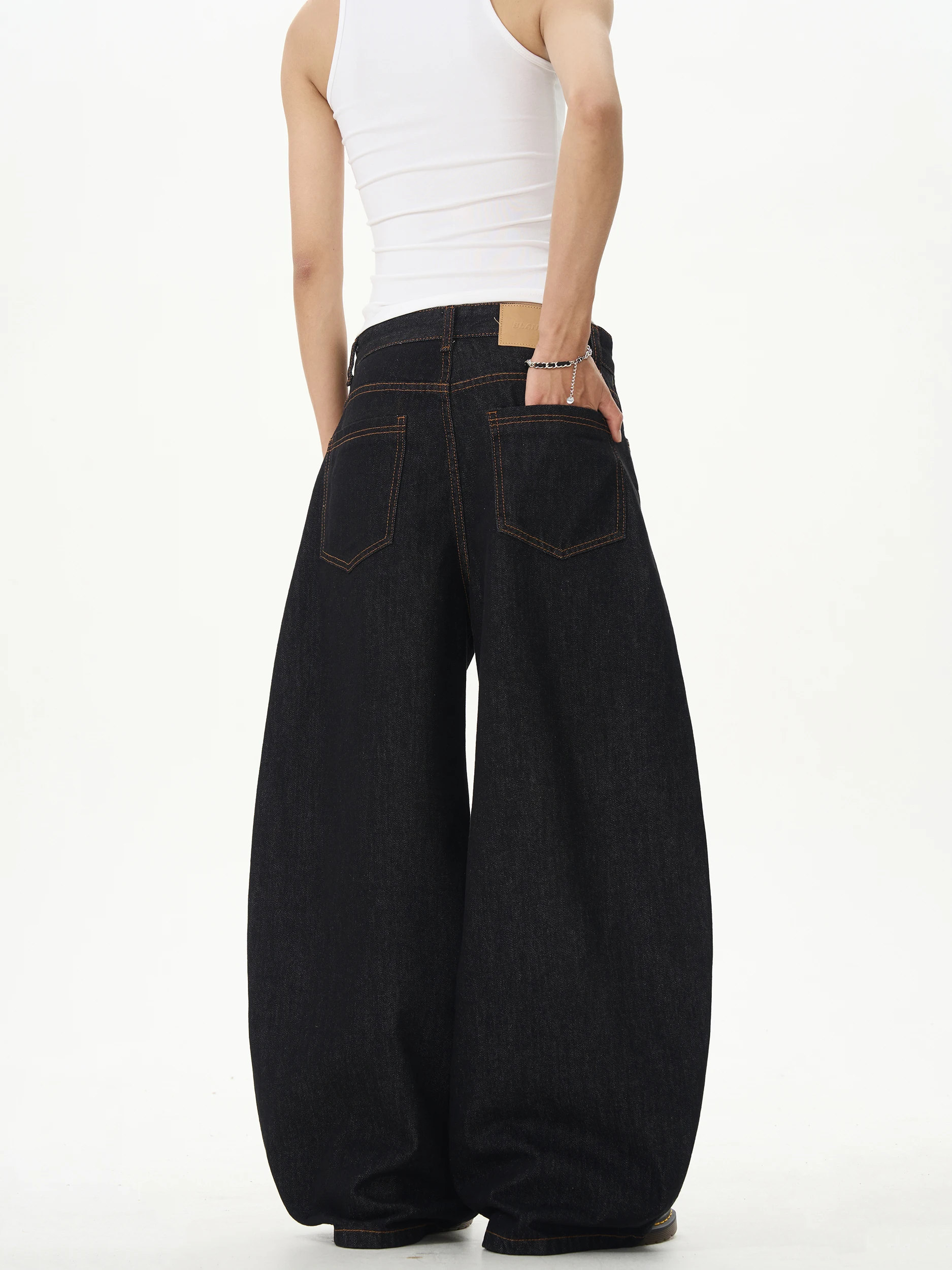 アメリカンレトロアイランドナイフデニムジーンズメンズレディースルーズフィットカジュアルストレートレッグジーンズブラ刺繍ワエドアウトスレ