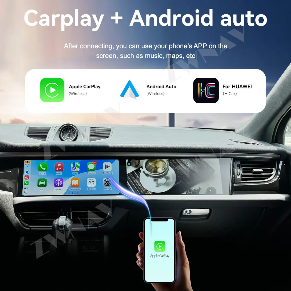 

Carplay 12,3 + 12,3-дюймовый HD сенсорный экран автомобильный радиоприемник для Porsche Macan 2018-2024 Android 13, автомобильный GPS-навигатор, мультимедийный плеер