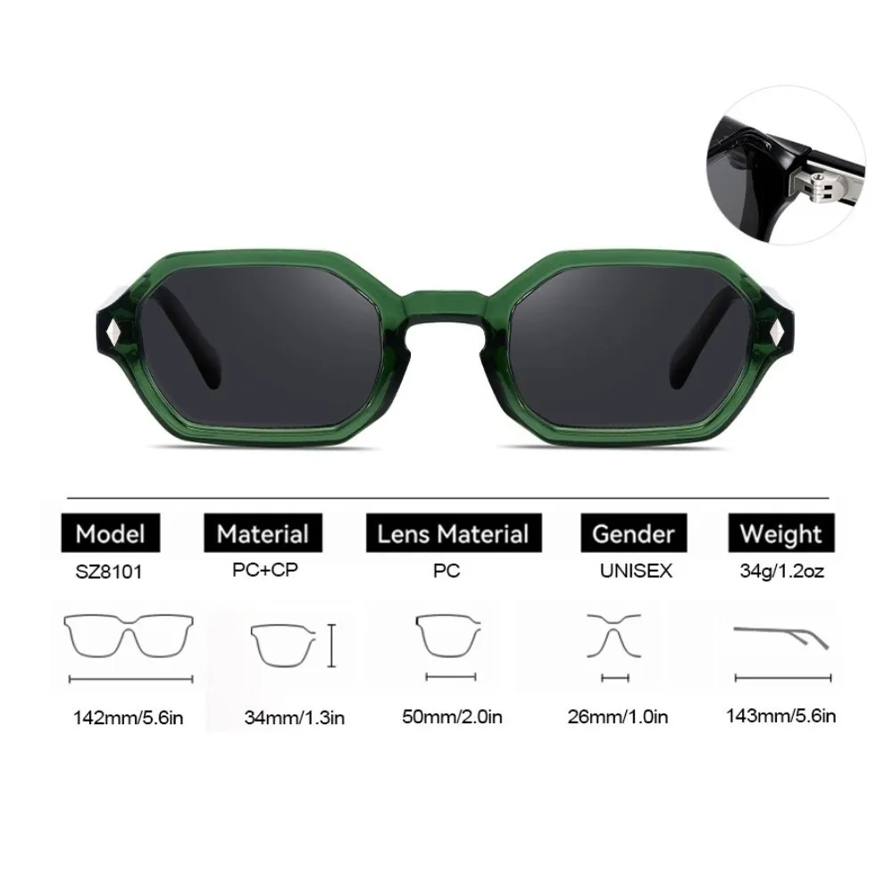 متعدد الألوان إطار مربع صغير نظارات شمسية الضوء الأزرق حجب خفيفة الوزن مضلع النظارات الشمسية خمر أزياء الرجال UV400 نظارات