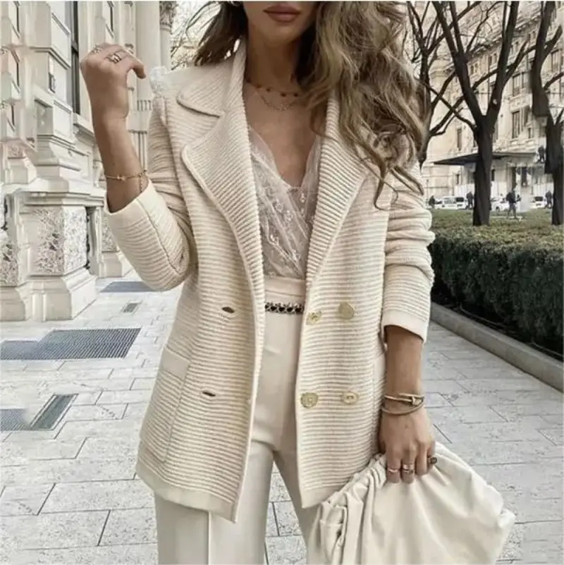 Rocwickline New Summer and Autumn Women's Ball Coat Solid Vintage Celebrities Accessible Luxury Elegant Preppy Style Sweet Coat