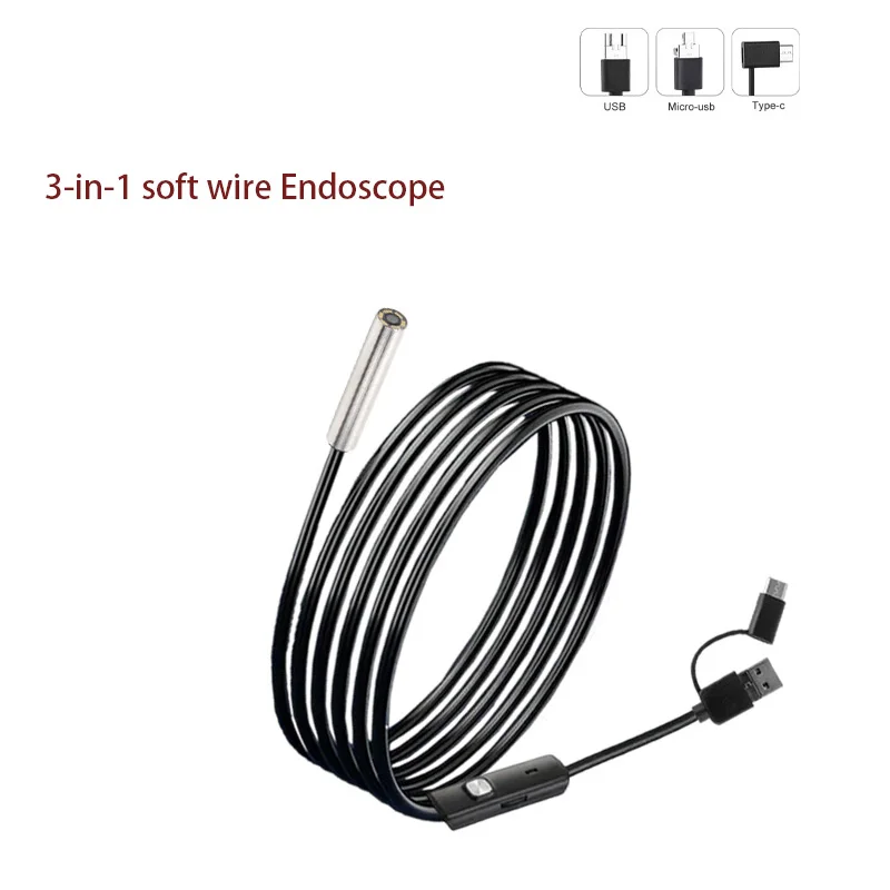 1080P 5.5 ملم FOV 82 °   كاميرا المنظار الصناعية عالية الدقة لفحص خطوط الأنابيب 3.5 متر USB Type-C أندرويد 3 في 1 كاميرا المنظار